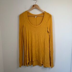 Free People Blouse Women's SM Yellow Gold Flowy January Top Boho Festival